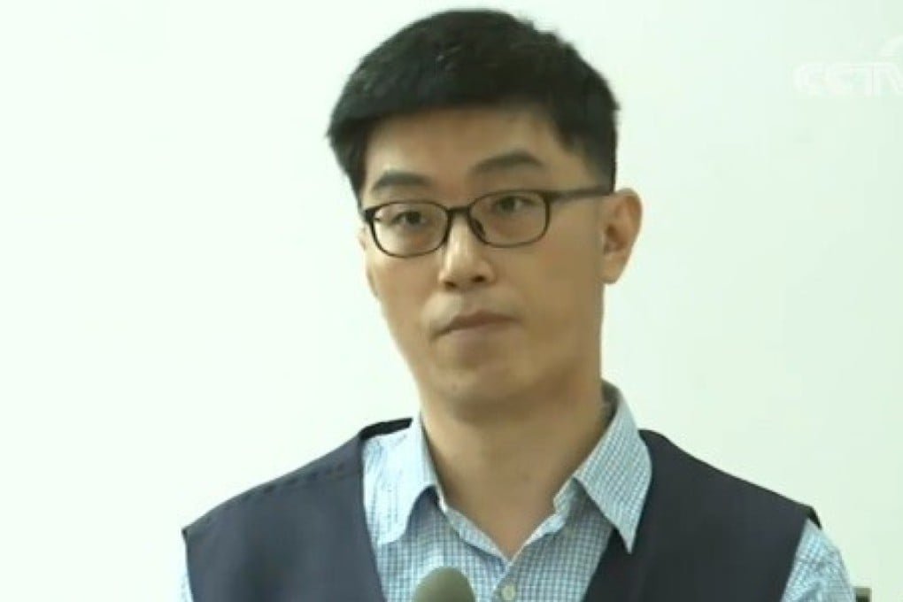 Cheng Yu-chin appears on the state broadcaster on Monday. He was accused of using a research institute he set up in Prague to gain intelligence on China and of seeking to damage Beijing’s diplomatic ties in Europe. Photo: CCTV