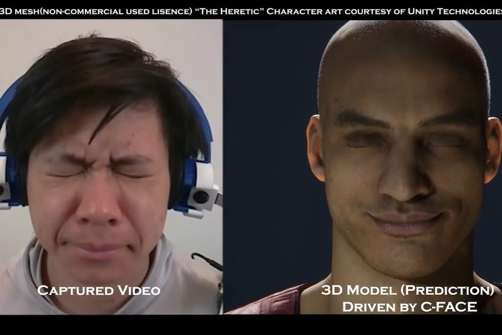 C-Face, an ear-mounted device created by Cornell researchers, can recreate facial expressions of the wearer in an avatar. Image: Screenshot from YouTube/Cheng Zhang