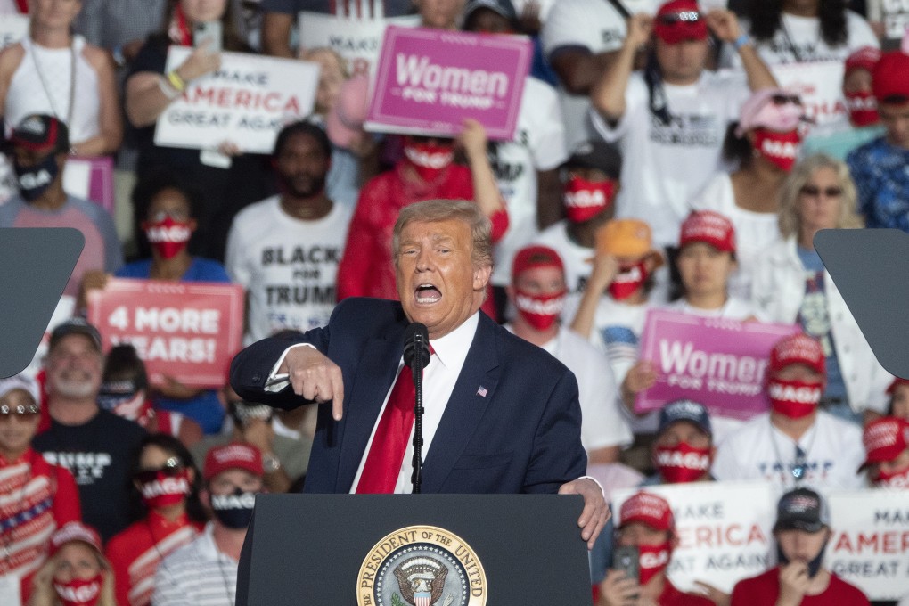 US President Donald Trump speaks at the rally. Photo: EPA