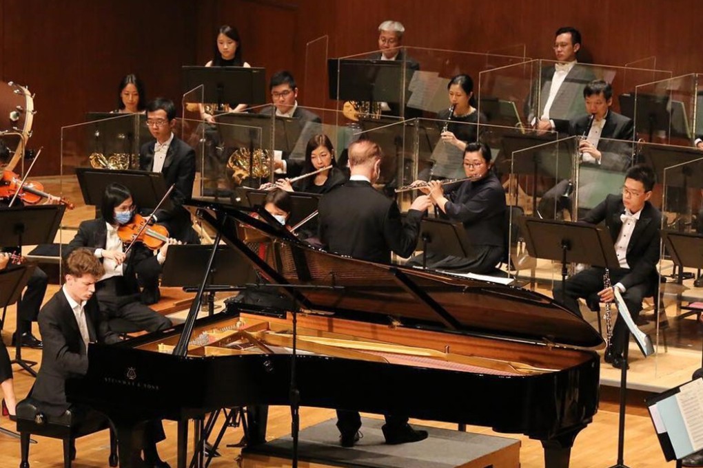 Transparent partitions have been set up among wind instrument players due to Covid-19. Photo: Handout