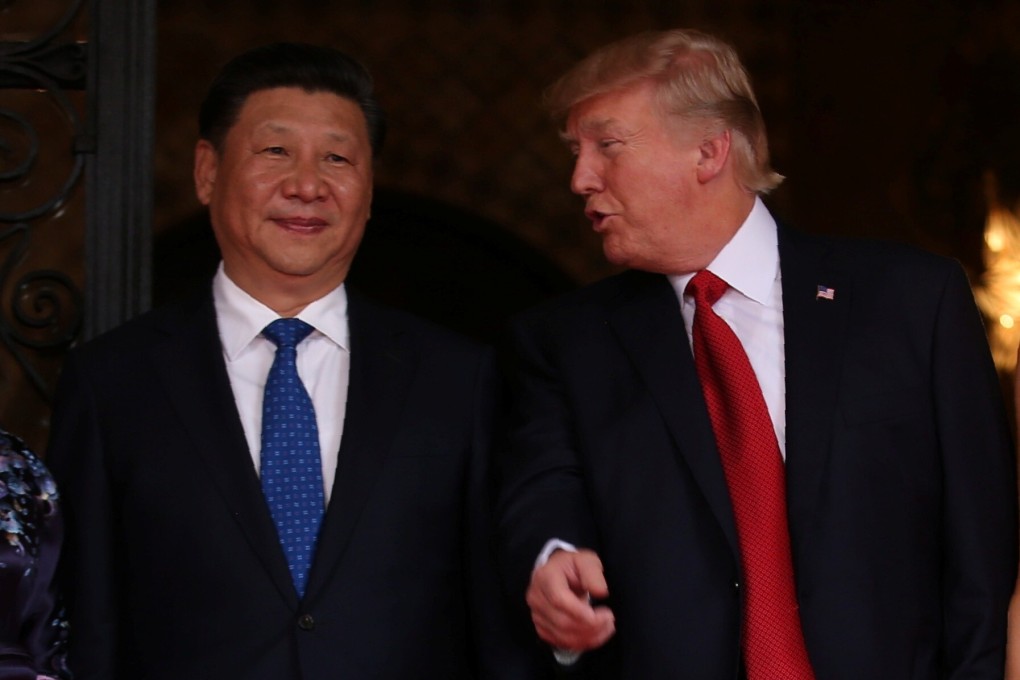 US President Donald Trump talks with Chinese President Xi Jinping as Xi arrives for dinner at the start of their summit at Trump’s Mar-a-Lago estate in West Palm Beach, Florida in April 2017. Photo: Reuters