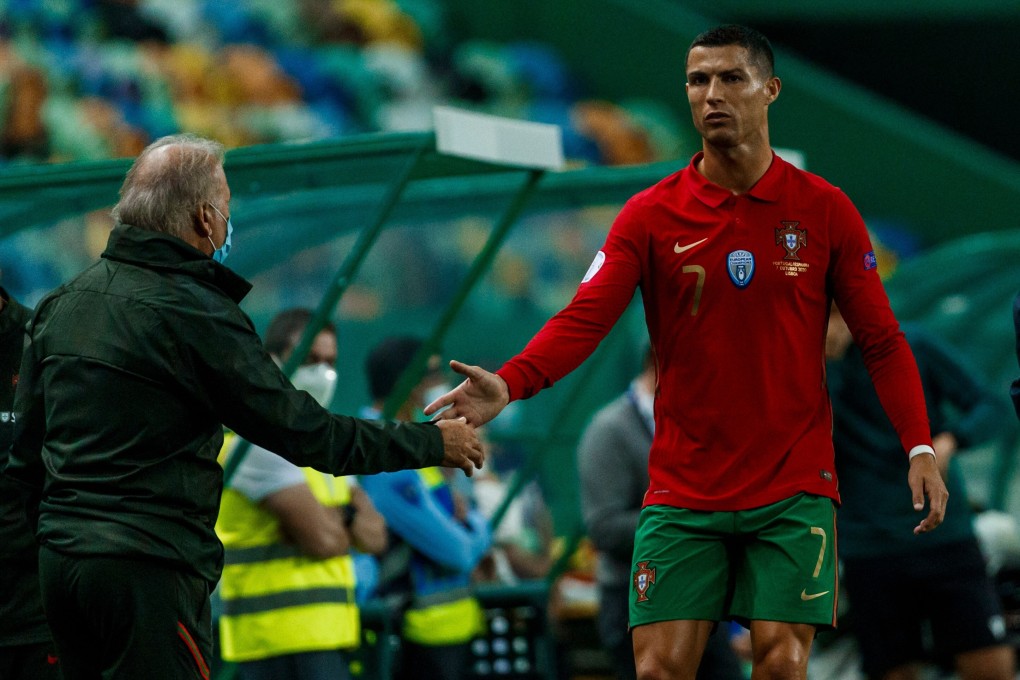 Portugal’s Cristiano Ronaldo is now recovering at home in leaves the pitch during the international friendly soccer match between Portugal and Spain at the Jose Alvalade Stadium.