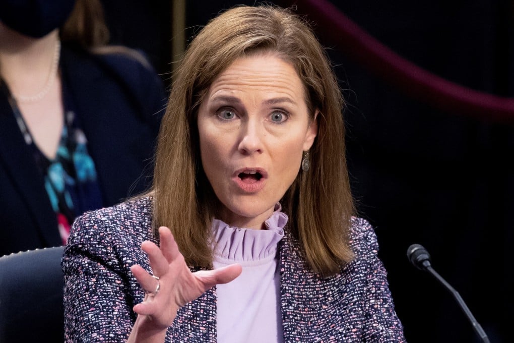 Judge Amy Coney Barrett speaks during the third day of her Senate confirmation hearing to the Supreme Court on Capitol Hill on Wednesday. Photo: Reuters