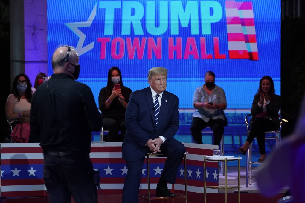 US President Donald Trump at the NBC News Town Hall in Miami on October 15, 2020. Photo: AP