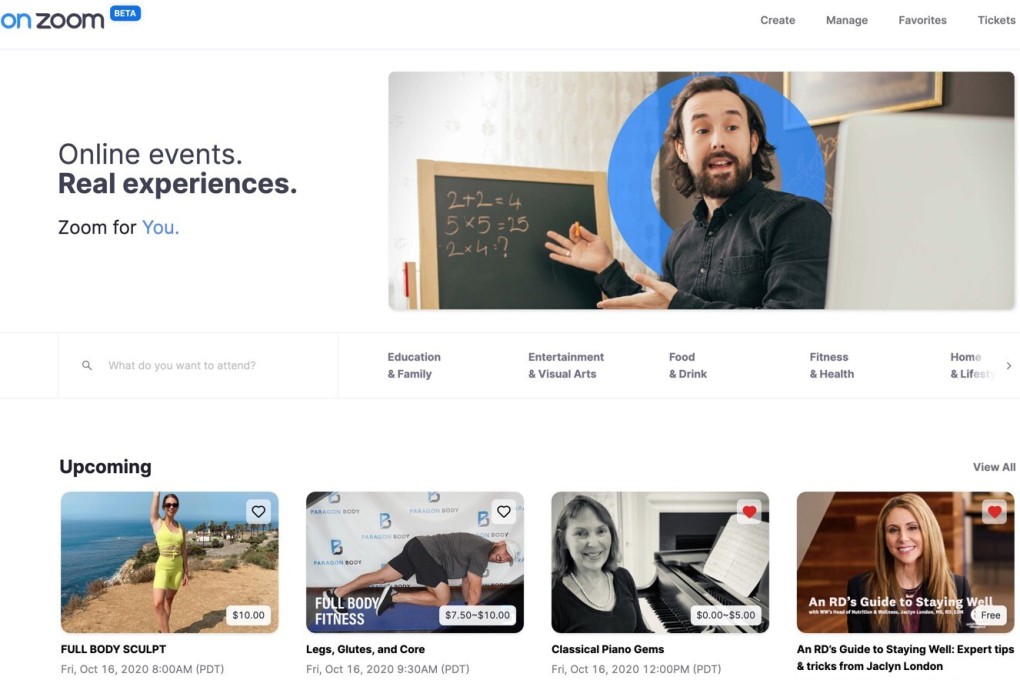 With OnZoom, a platform for creators to sell access to events, Zoom is looking to capitalise on the virtualisation of many aspects of people’s lives in the wake of the Covid-19 pandemic. Image: Zoom