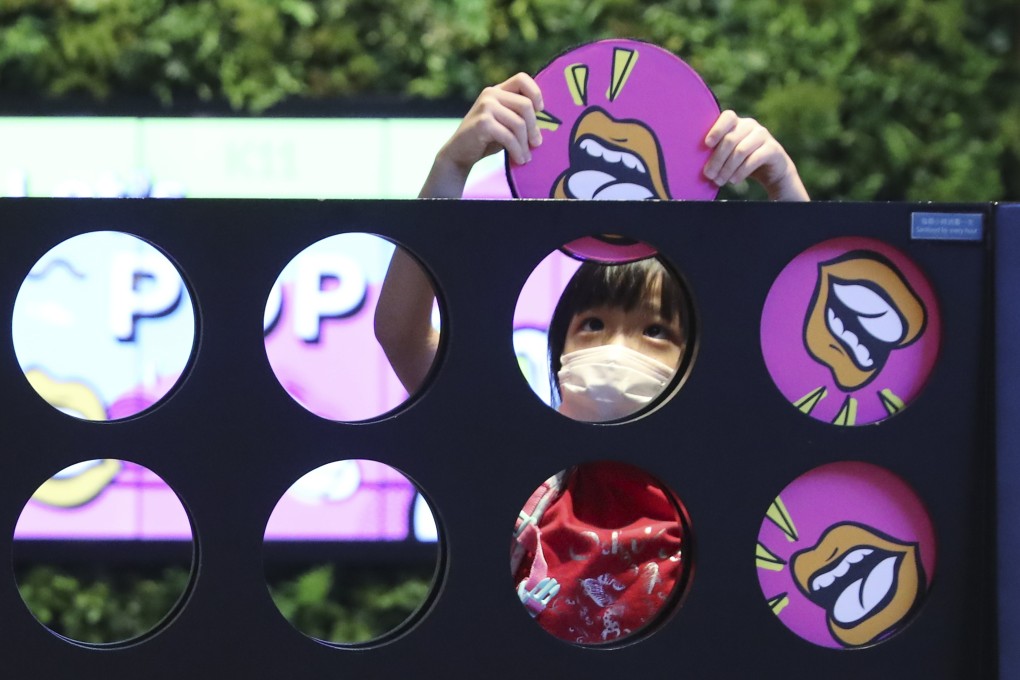 A girl plays at an installation in a shopping centre in Tsim Sha Tsui. Photo: Edmond So