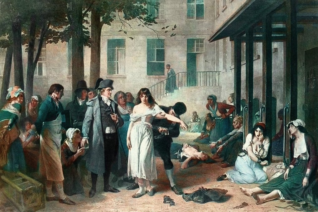 An illustration from 1890 shows a doctor ordering the removal of chains from patients at the Paris Asylum for insane women in France. The treatment of mental health has come a long way since then. Photo: Getty Images