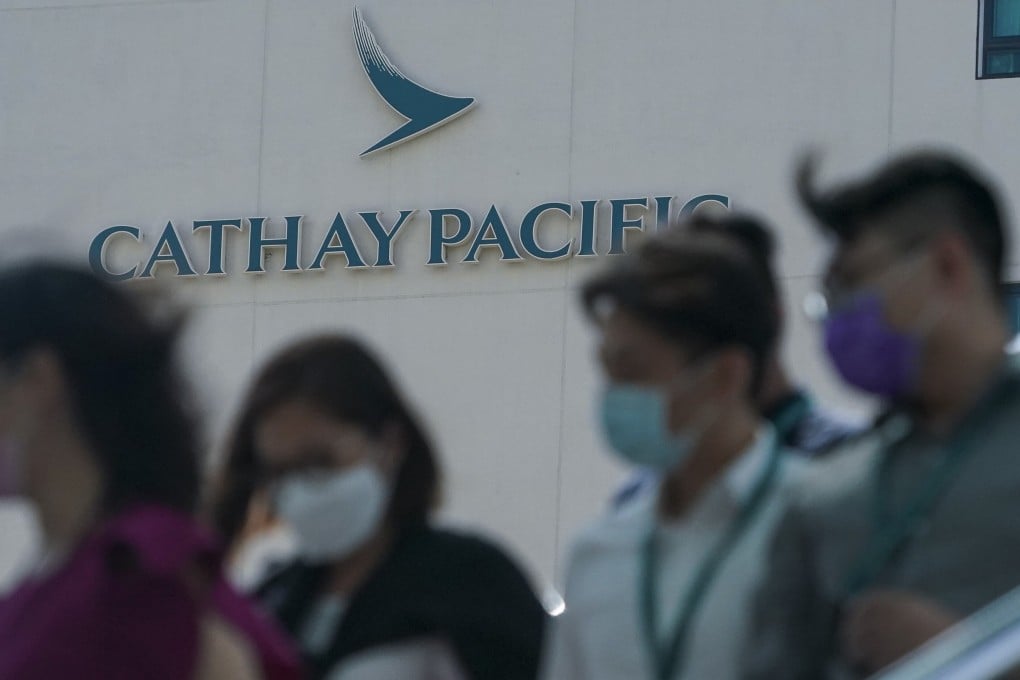 Cathay employees leave the company’s headquarters, Cathay City in Chek Lap Kok, home of Hong Kong International Airport. Photo: Felix Wong