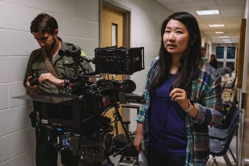 Aimee Long on the set of her film A Shot Through the Wall. The Chinese-American director’s debut crime drama is inspired by the case of a Hong Kong-born police officer, Peter Liang, who was made a scapegoat for the fatal shooting of an African-American man in New York in 2014. Photo: Courtesy Aimee Long
