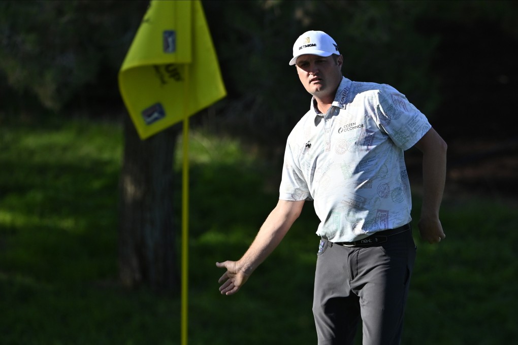 Jason Kokrak lines up a putt during the final round of the CJ Cup, which he won. Photo: AP