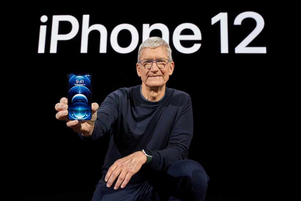 Apple CEO Tim Cook at the launch of Apple's iPhone 12 Pro and the iPhone 12 Pro Max. Photo: Apple via PA Media/DPA