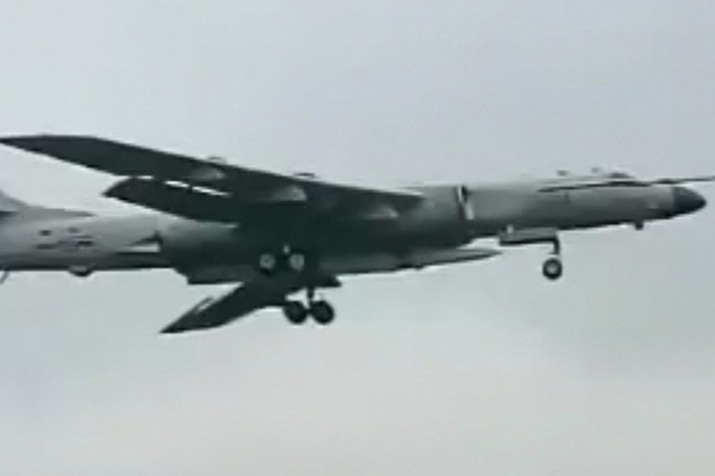 A still from a video purportedly showing a Chinese H-6N strategic bomber carrying the new missile. Photo: Weibo