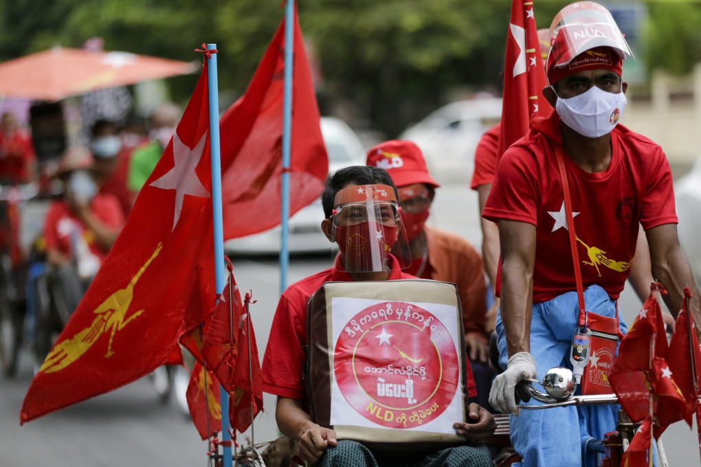 Supporters of National League for Democracy (NLD) party take part an election campaign rally in Yangon. Myanmar will hold its general election on November 8. Photo: EPA-EFE