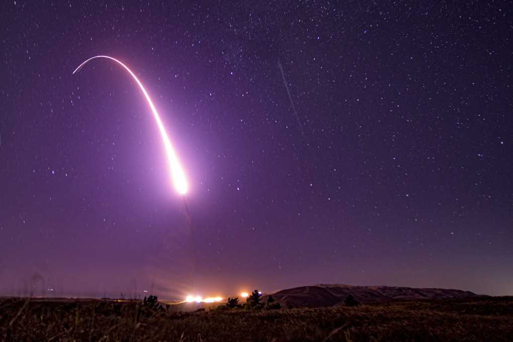 An unarmed Minuteman 3 intercontinental ballistic missile is fired during a test launch at Vandenberg Air Force Base in California. Photo: US Air Force via AP