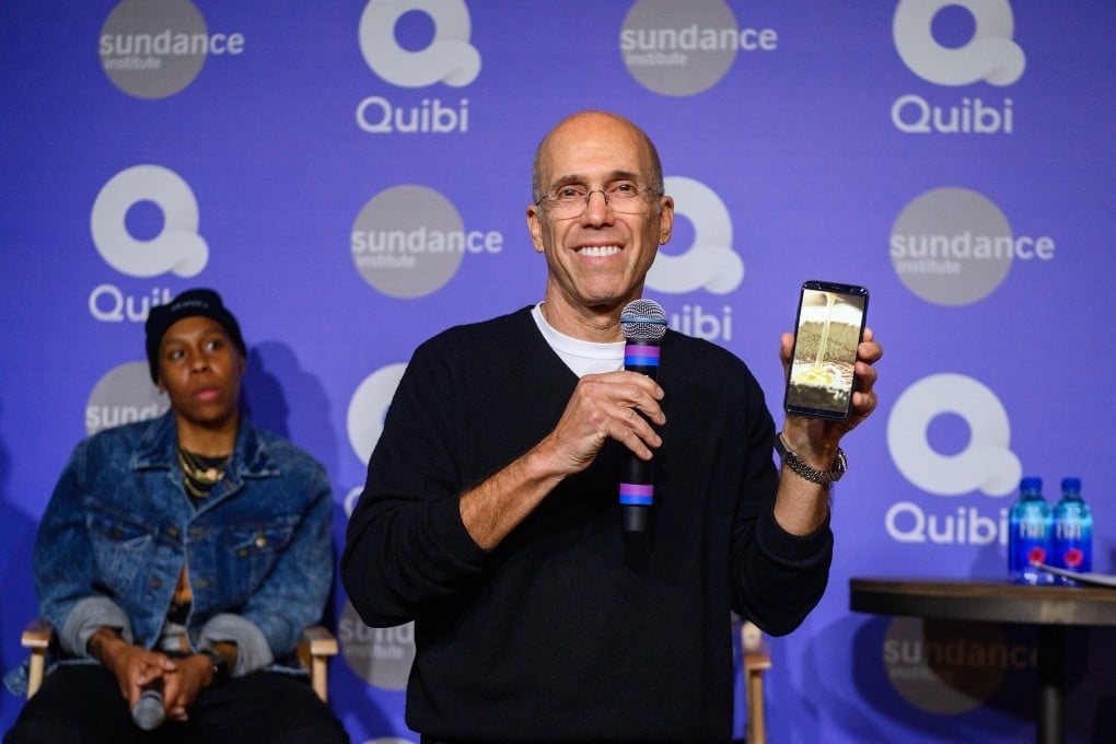 Jeffrey Katzenberg demonstrates Quibi's Turnstyle technology at Sundance 2020 on January 24, 2020 in Park City, Utah. Photo: AFP