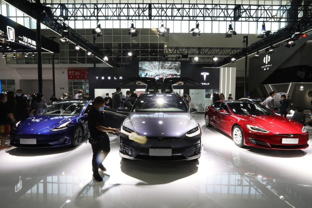 Tesla electric cars are displayed at Auto China 2020, Beijing International Automotive Exhibition, September, 2020. Photo: SCMP/ Simon Song