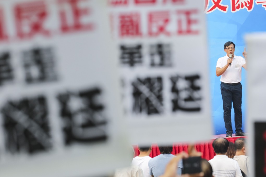 Lawmaker Junius Ho speaks at a rally against Occupy movement figure Benny Tai in 2017. Photo: Felix Wong