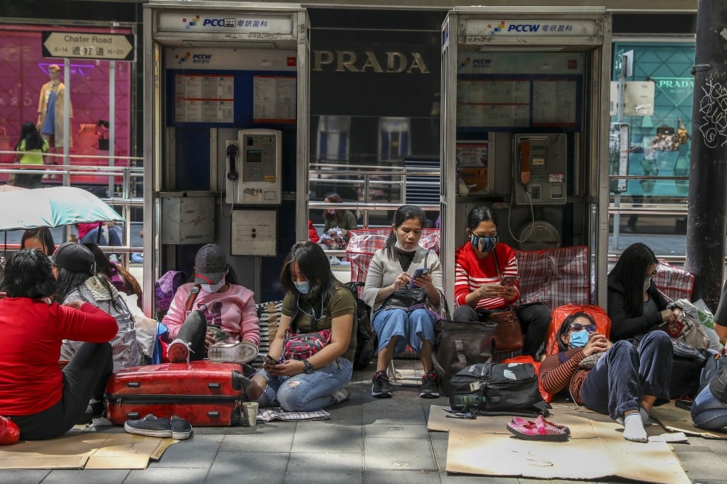 Foreign domestic workers in Central, Hong Kong. Photo: Nora Tam