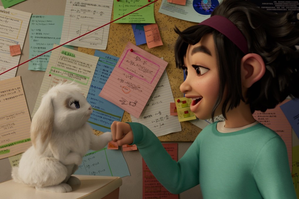 Over the Moon was written by Audrey Wells, who died of cancer as production started. Bungee the rabbit and Fei Fei in a still from the animation. Photo: Netflix