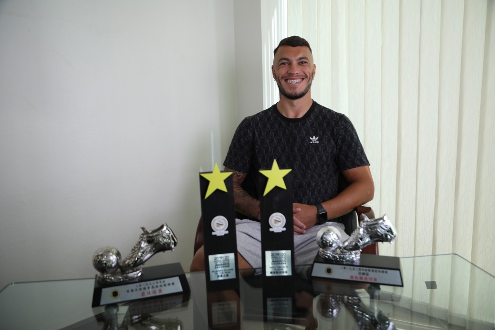 Everton Camargo with his trophy haul from the 2019-20 season. Photos: HKFA