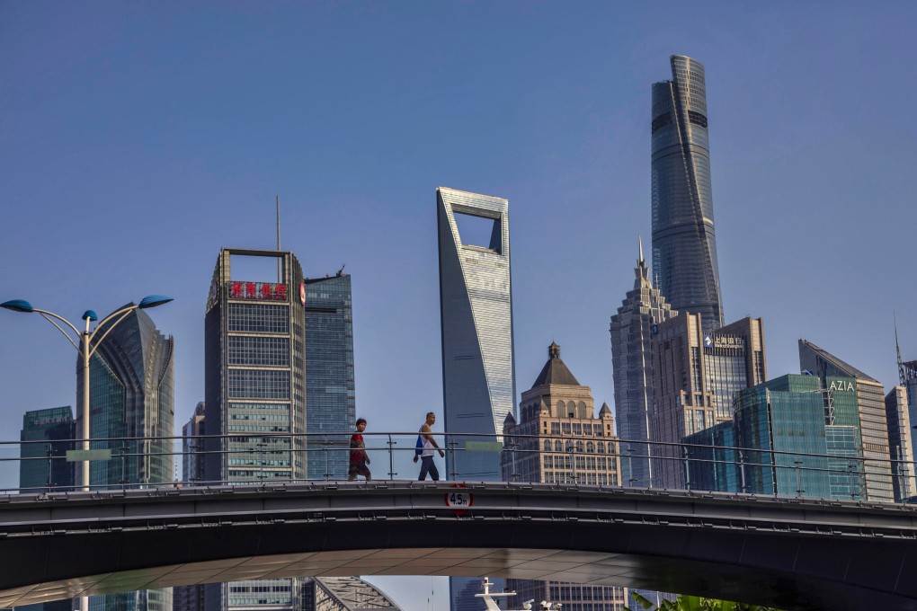 Shanghai’s financial centre. The rotation to banking stocks comes as China’s economy grew for a second consecutive quarter over the past three months. Photo: EPA-EFE
