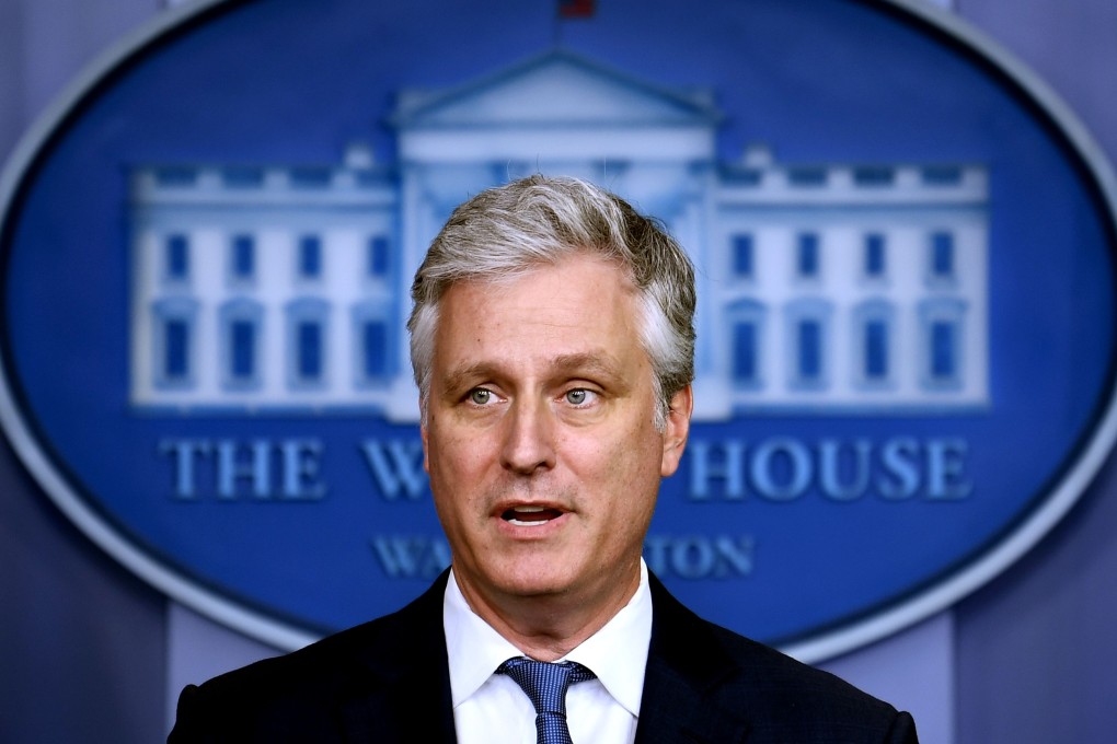 US National Security Adviser Robert O'Brien speaks during a press briefing at the White House in August. Photo: AFP