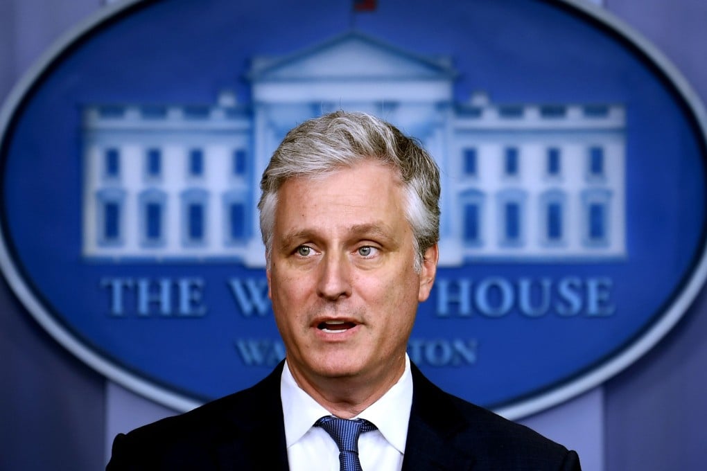 US National Security Adviser Robert O'Brien speaks during a press briefing at the White House in August. Photo: AFP