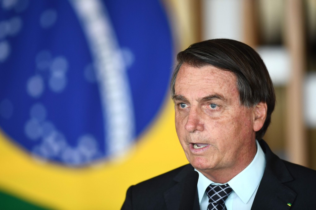Brazilian President Jair Bolsonaro delivers a speech at Itamaraty Palace in Brasilia on Tuesday. Photo: AFP