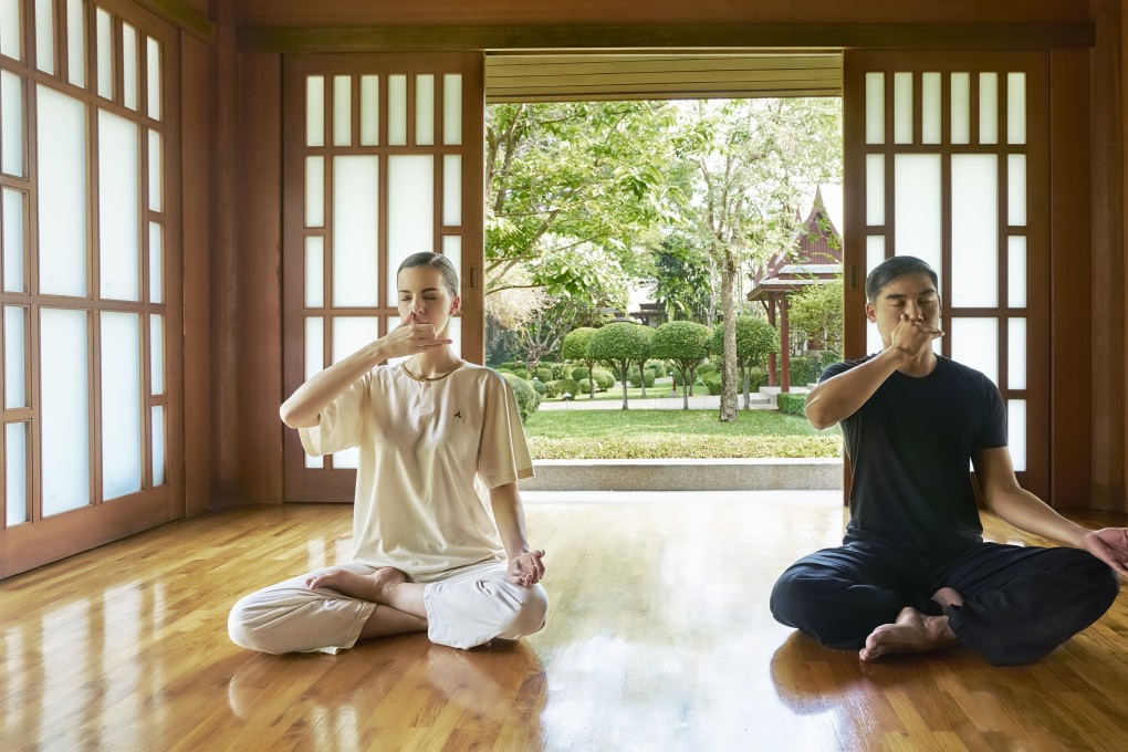 Guests at a wellness resort practise “pranayama” yogic breathing. Photo: Handout