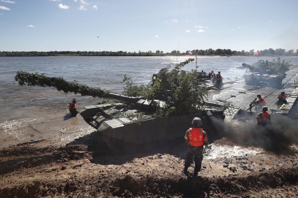 Chinese soldiers pictured during an exercise in Russia last month. Photo: EPA-EFE