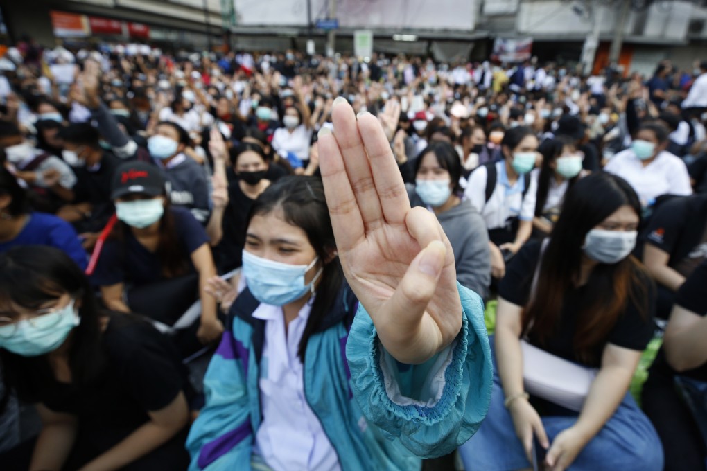 Thai students at an anti-government protest in Bangkok on October, 19 2020. Photo: EPA-EFE