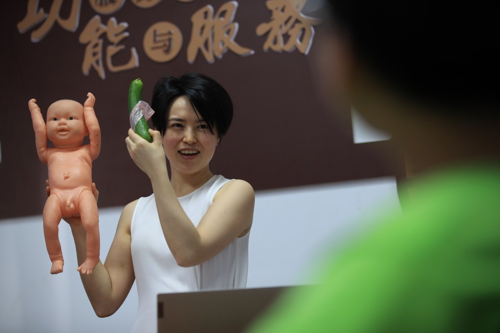 Sex-education counsellor Ge Yeyi leads a sex education class in Cixi, Zhejiang province. Photo: VCG via Getty Images