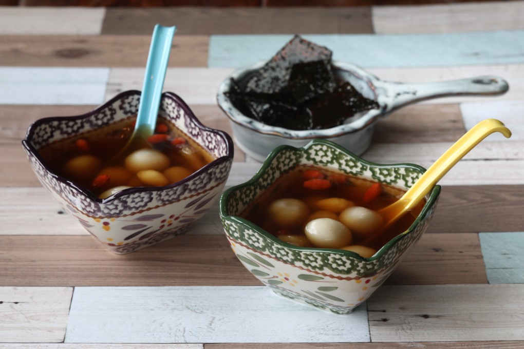 Susan Jung’s sesame brittle tong yuen in ginger broth. Photography: SCMP / Jonathan Wong. Styling: Nellie Ming Lee. Kitchen: courtesy of Culinart