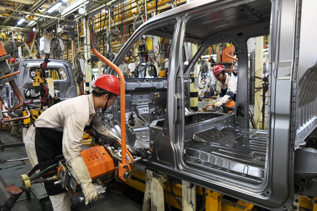 Workers assemble vehicles at a smart factory in Chongqing, a sprawling city in southwest China, on September 23. The country’s car manufacturing sector is a major market for ZKH Industrial Supply (Shanghai) Co, which runs an e-commerce platform for industrial supplies. Photo: Xinhua