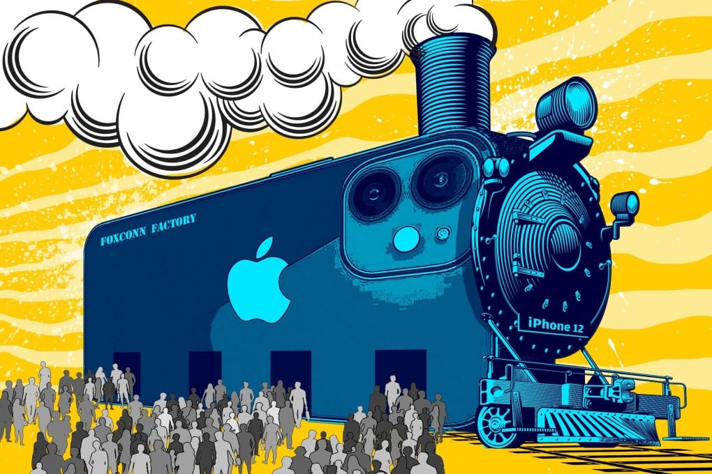 The world’s largest assembly centre for Apple iPhones – Foxconn’s factory in Zhengzhou, Henan province – is running at full steam to meet demand for the new iPhone 12. Illustration: Henry Wong