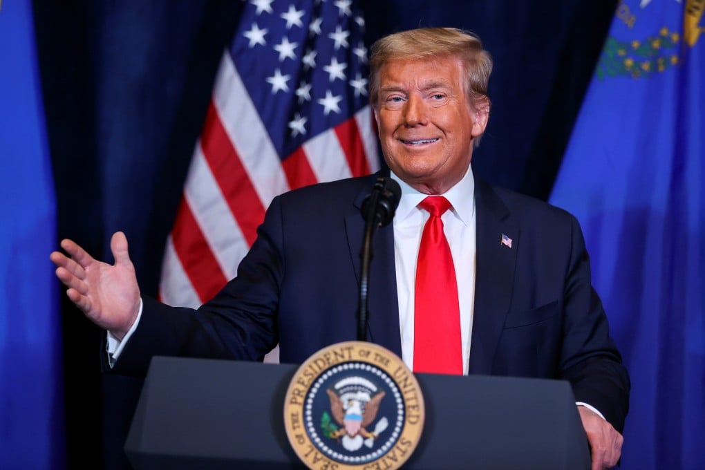 US President Donald Trump pictured giving a speech at his hotel in Las Vegas on Wednesday. Photo: Reuters