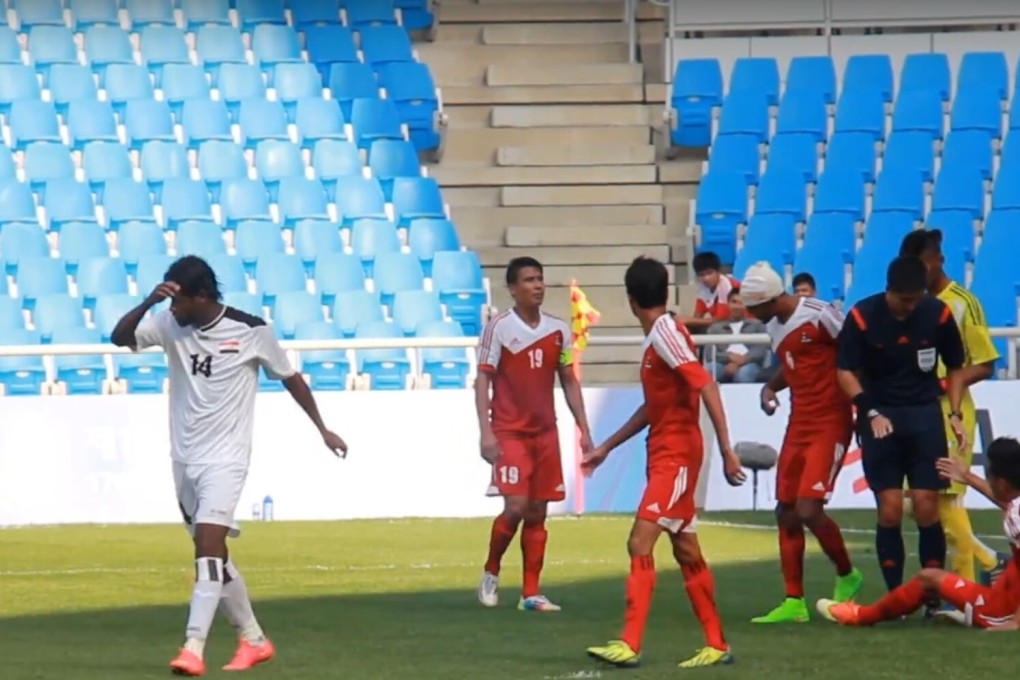 Nepal take on Iraq in their 2014 Asian Games group game in South Korea. Photo: YouTube