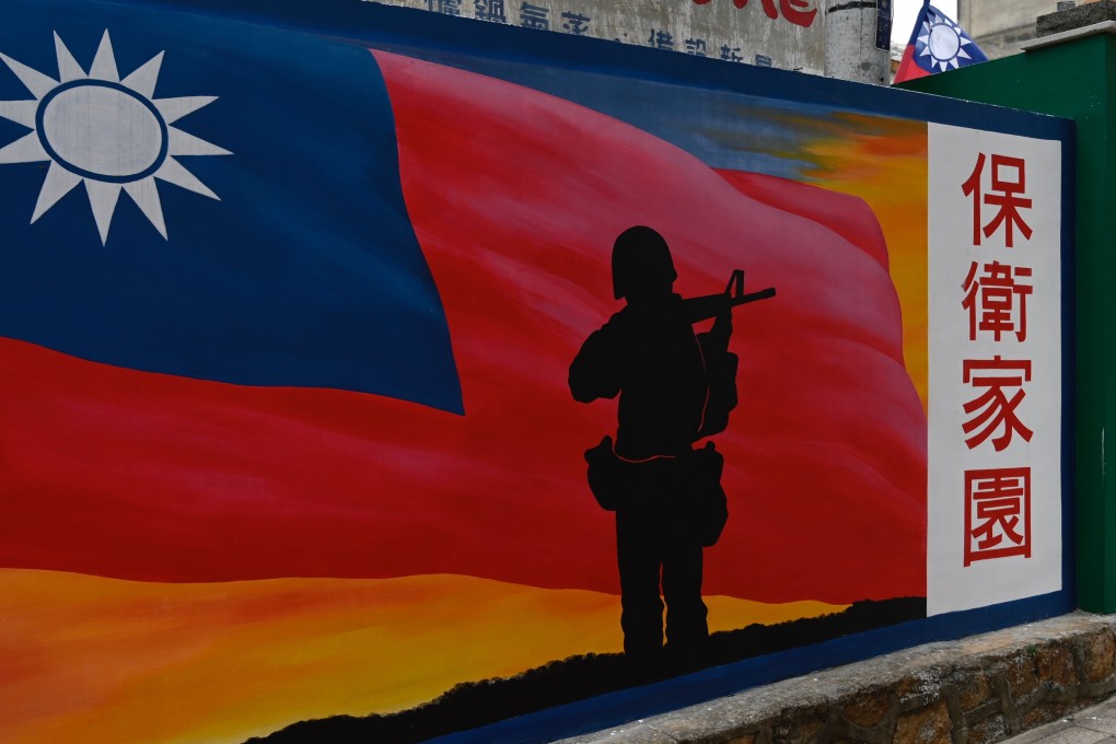 A mural on a wall in Quemoy, just off mainland China, reads “Protect home country”. If PLA troops ever cross the Taiwan Strait, they will almost certainly have to take Quemoy first. Photo: AFP