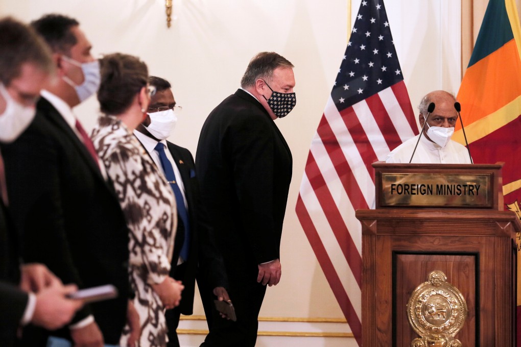 US Secretary of State Mike Pompeo meets Sri Lankan Foreign Minister Dinesh Gunawardena in Colombo. Photo: Reuters