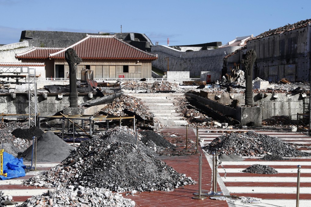 Shuri Castle after fire gutted its main buildings last year. Photo: Kyodo