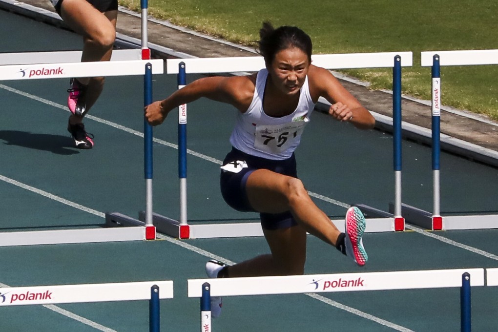 Lui Lai-yiu wins the 100-metre hurdles in the first domestic meet since January under pandemic at Tseung Kwan O Sports Ground. Photo: Jonathan Wong