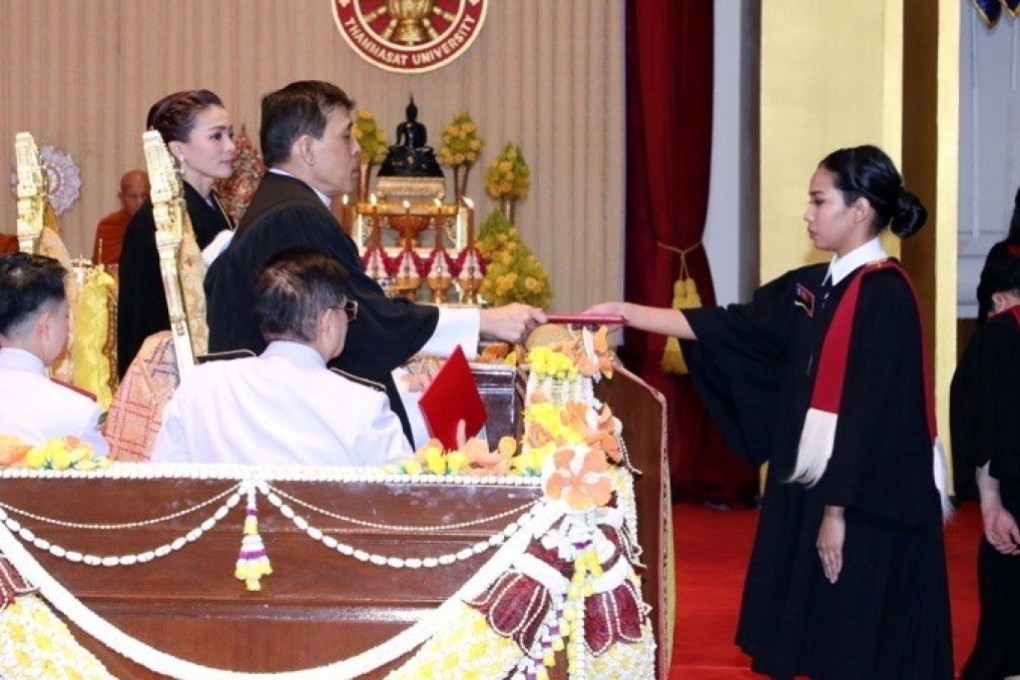 Thai King Maha Vajiralongkorn at a graduation ceremony at Thammasat University on October 30, 2020. Photo: Reuters
