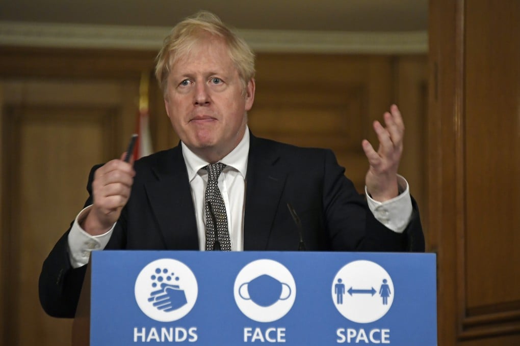 Britain's Prime Minister Boris Johnson during a coronavirus press conference at 10 Downing Street, London, on Saturday. Photo: AP