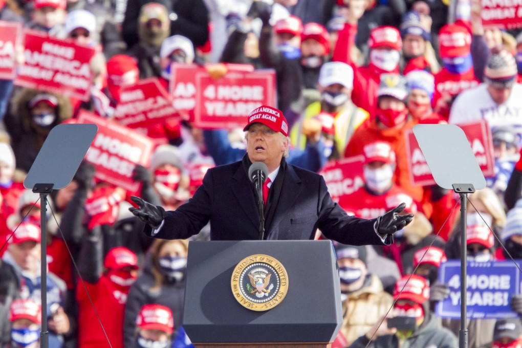 US President Donald Trump speaks during a campaign visit to Michigan on Sunday. Photo: EPA-EFE
