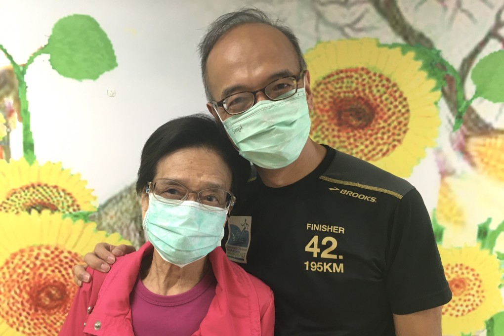 Amy Lung and her son Simon Leung. Leung says his mother’s dementia was diagnosed in late 2016, but it has worsened in the past year. Photo: Kylie Knott