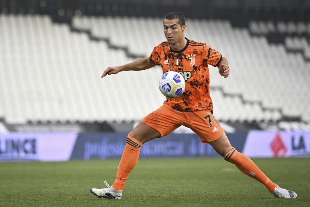 Juventus’ Cristiano Ronaldo controls the ball during the Serie A win over Spezia on his return to action after contracting coronavirus. Photo: AP