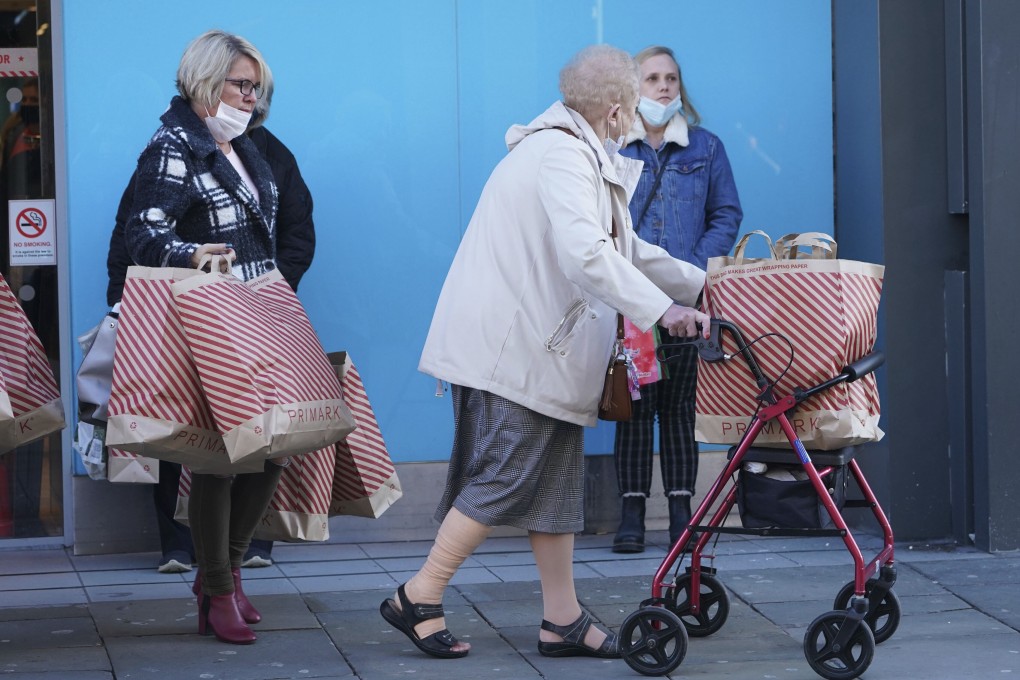 Shoppers in Newcastle. England will go into a second lockdown from Thursday. Photo: PA via AP