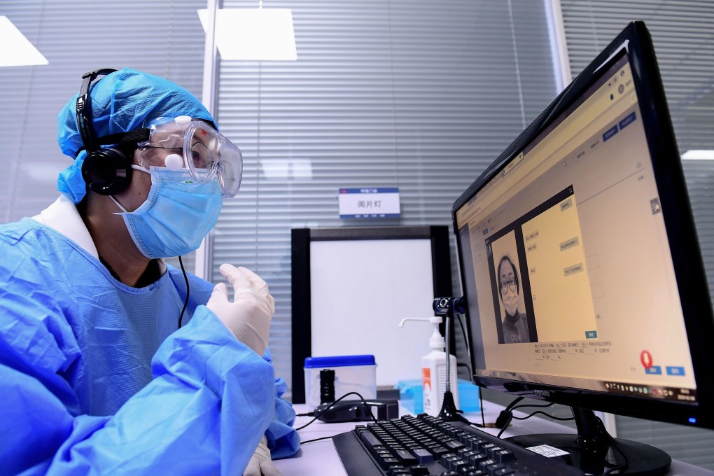 A doctor speaks with a patient during an online consultation at a hospital in Shenyang in China's northeastern Liaoning province on February 4. Demand for online health care services have significantly expanded in China amid the Covid-19 pandemic. Photo: Getty Images
