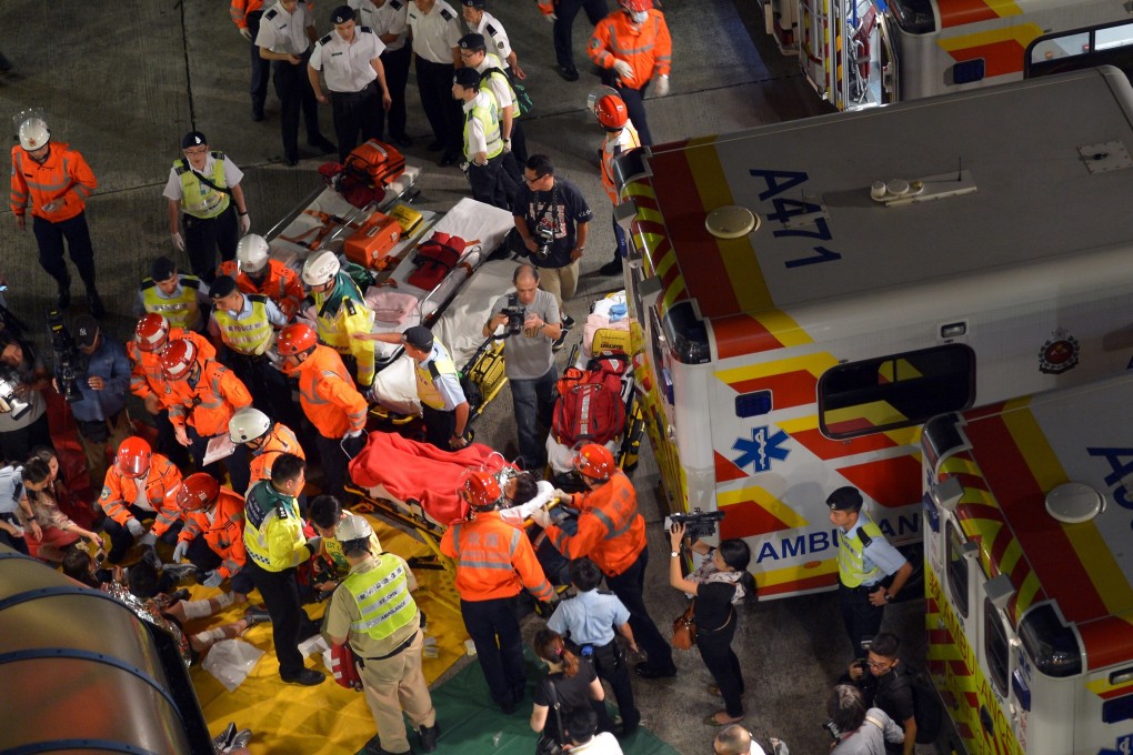 Rescuers work to carry victims to hospitals after the Sea Smooth ferry rammed into the Lamma IV off the coast of Lamma Island in 2012. Photo: Xinhua