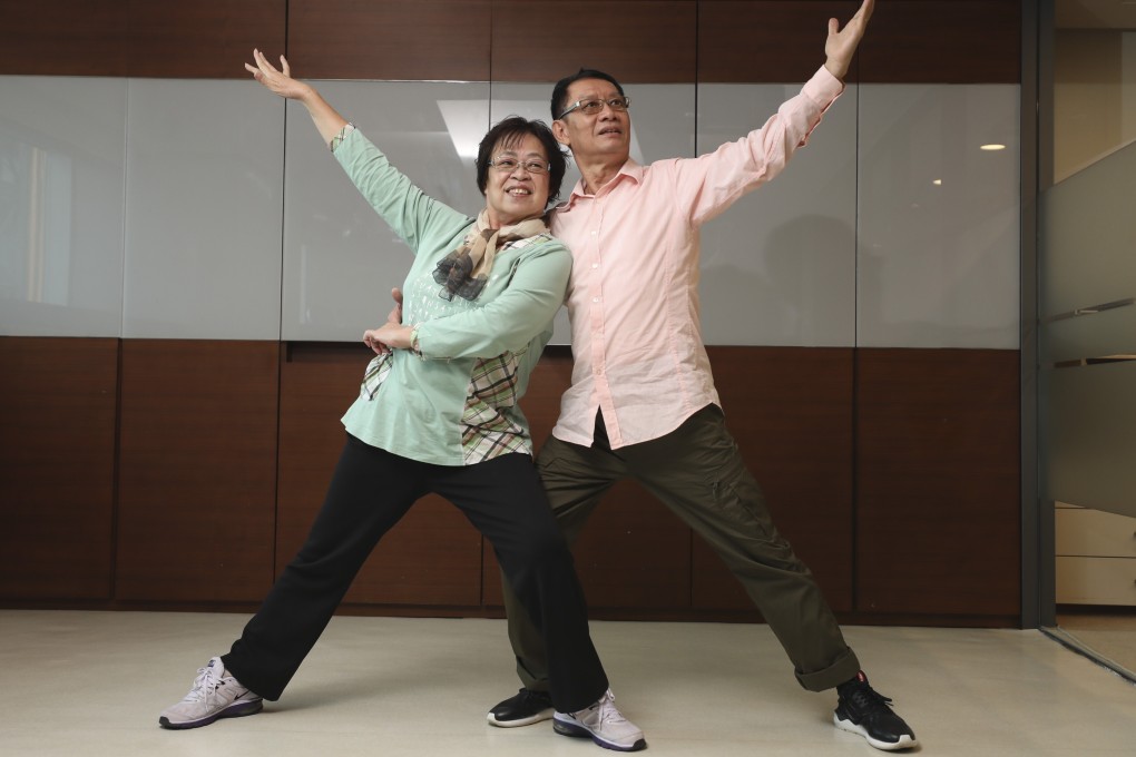 Prostate cancer survivor Chui Kui-fan (right) and his wife Liu Ling enjoy a dancing session at Hong Kong Cancer Fund in North Point, Hong Kong. Chui wants men to heed the warning signs and take cancer seriously, especially during Movember, the annual campaign to raise awareness of men’s health issues Photo: Xiaomei Chen